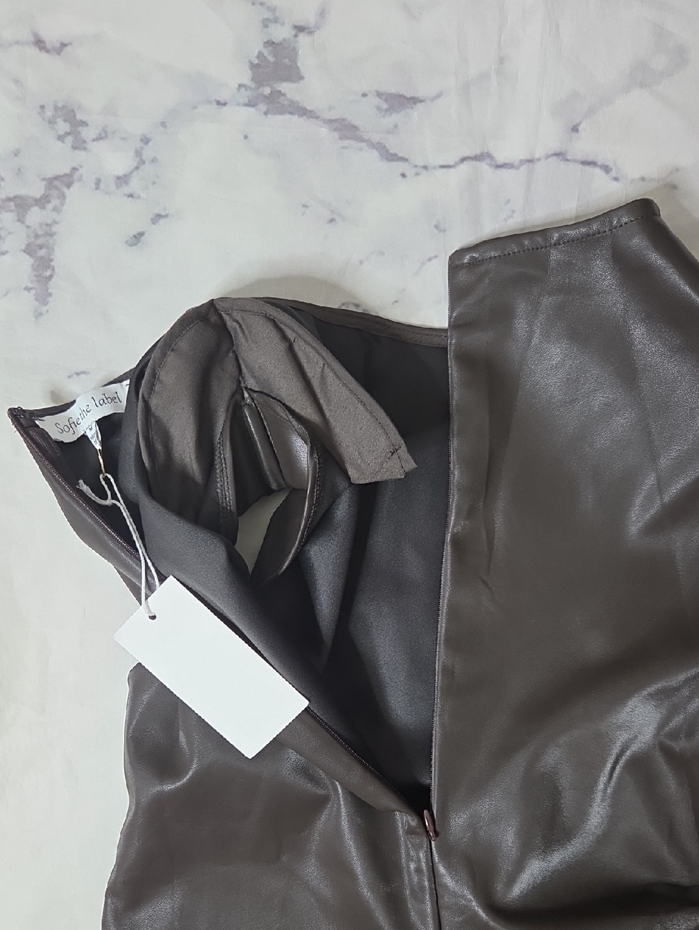 Sofie The Label Brown Faux Leather Dress - Picture 7 of 7